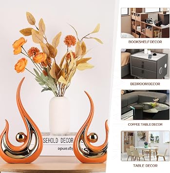 Modern Ceramic Sculpture Decoration Office Decoration Windowsill Home Table Decoration Living Room Orange