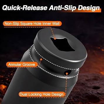 EVRBUL 1/2 Drive 1-1/8 Extra Deep Impact Socket Heavy Duty 6 Point Design Heat-Treated for Automotive Truck and Heavy Equipment Repair