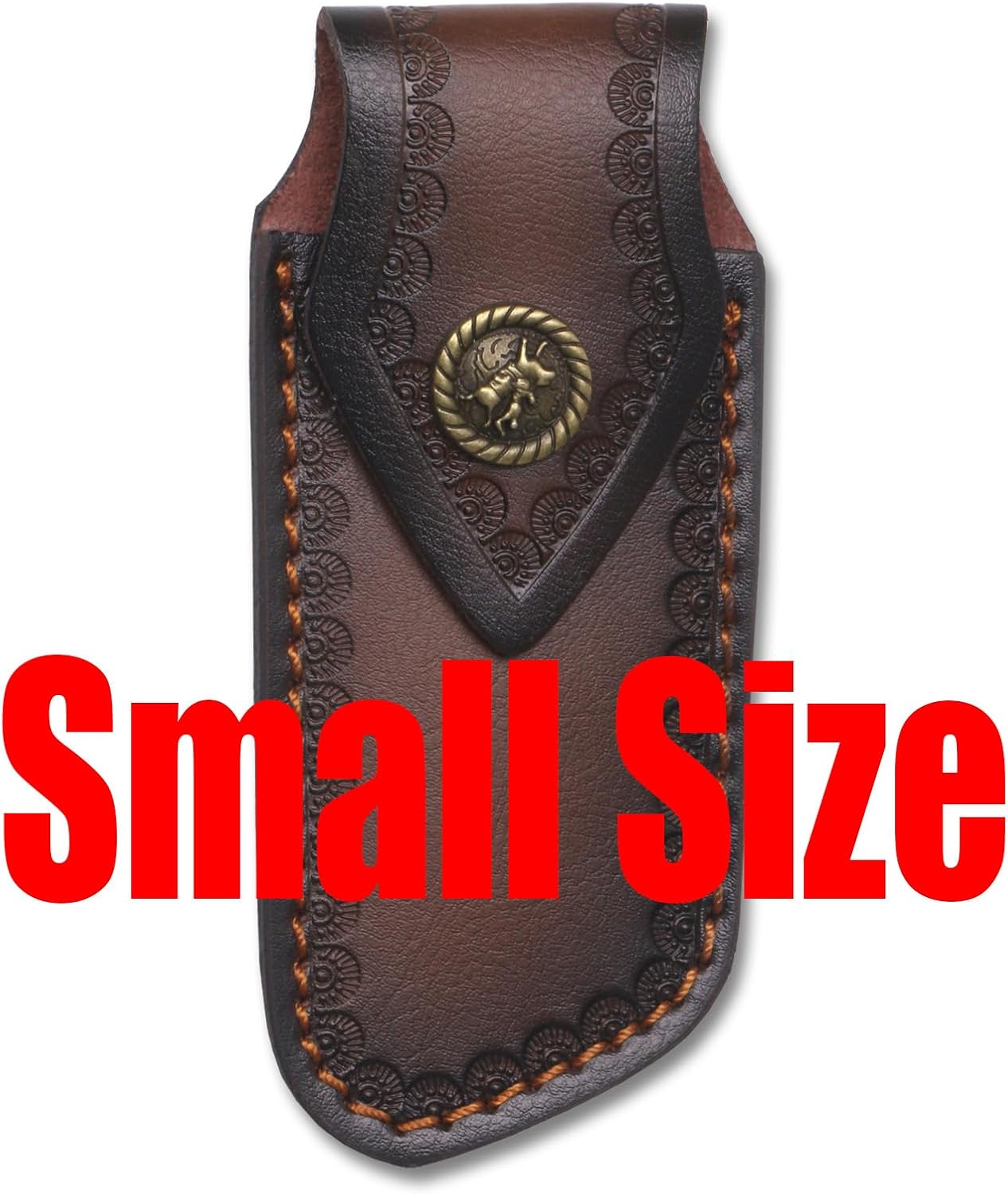 4" Belt Knife Sheath, Portable Real Leather Sheathes Pouch Holder for Women, Retro Pocket Folding Knife Holster with Bucket (Small-5.15 * 2.32in)