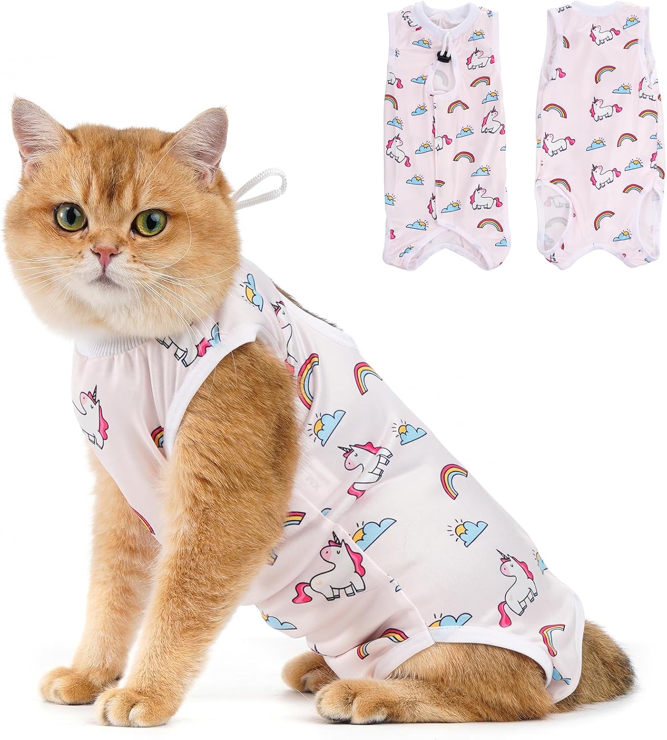Avont Cat Recovery Suit - Kitten Onesie for Cats After Surgery, Cone of Shame Alternative Surgical Spay Suit for Female Cat, Post-Surgery or Skin Diseases Protection -Duck(L)