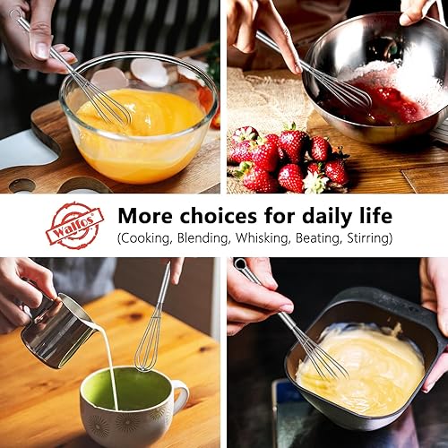 Miniatura 5 de Walfos Mini batidores de 6 pulgadas, batidores pequeños a granel de acero inoxidable 304, juego de 6, batidor pequeño para batir huevos, batir