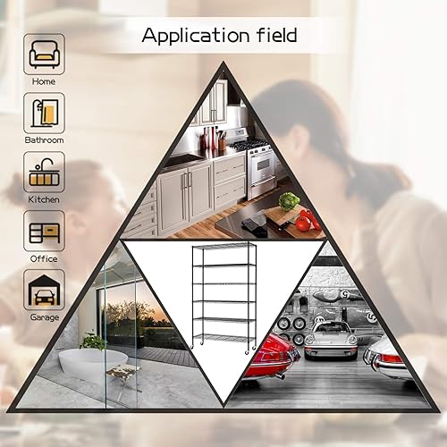 Miniatura 6 de HCB Estantería de almacenamiento de 6 niveles, estantería de alambre resistente, 82 x 48 x 18 pulgadas, alambre de acero metálico ajustable en