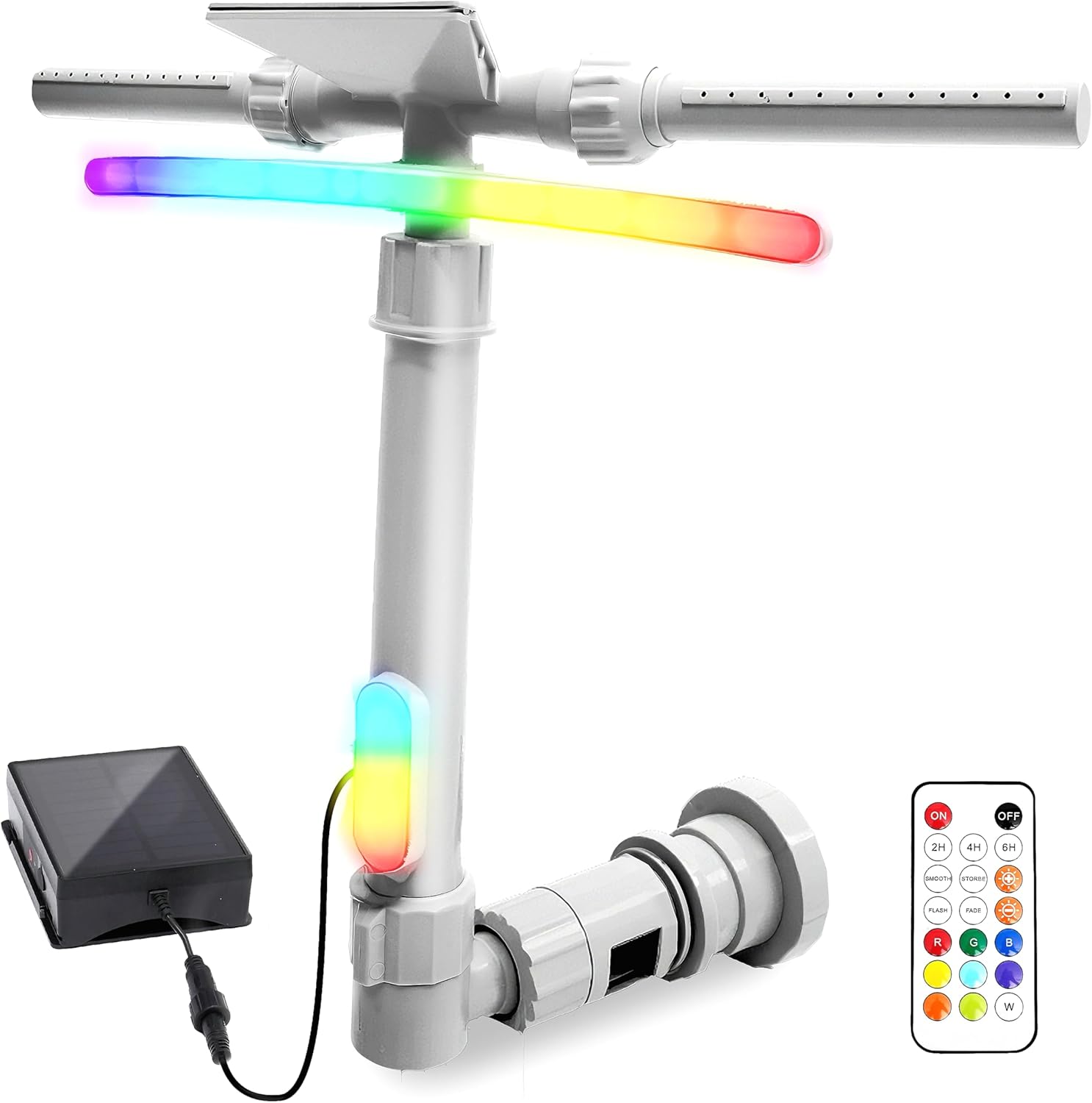 Pool Fountain with Lights for Above and Inground Pools, Dual-Layer Spray Solar Power Pool Waterfall Sprinkler Chiller Aerator, Water Fountain Swimming Pool Accessories (Light Gray)