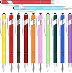 12-Piece Quotes Pen Set - Inspirational Ballpoint Pens with Stylus Tip, Motivational Messages, Metal Body, Black Ink (Assorted, Motivational Style)