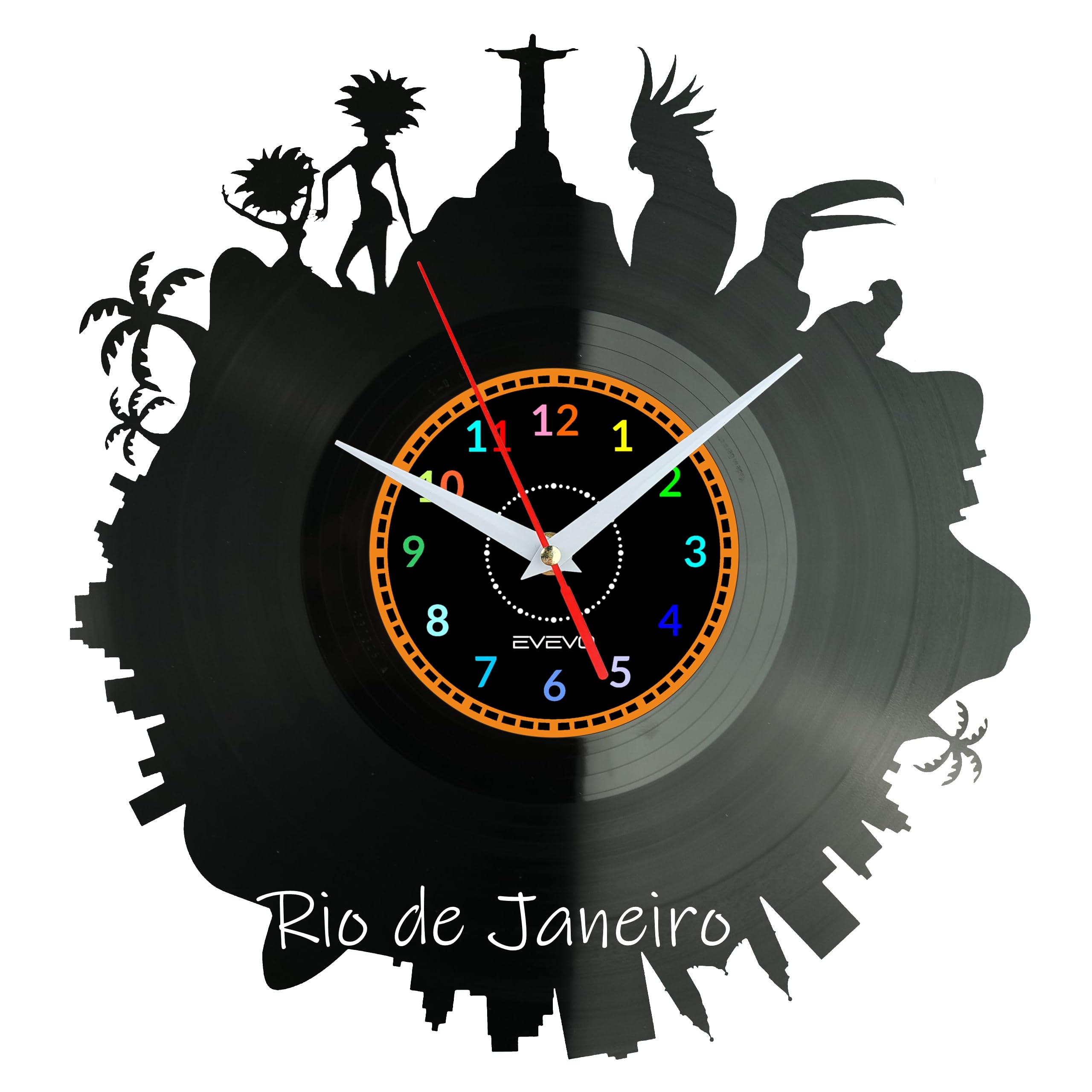 Horloge Murale Rio de Janeiro Vinyle Décorative Moderne Brésil