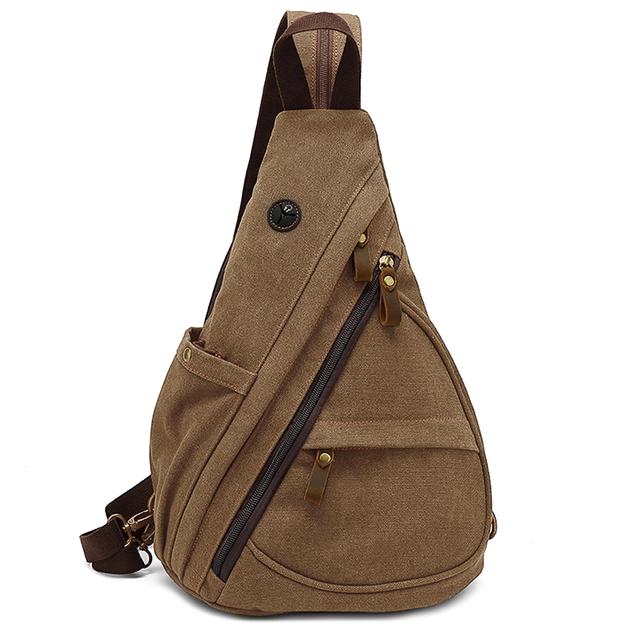VARLIVOO Sling Bag Sacs à Bandoulière pour Hommes Sac de Poitrine Crossbody Bag Voyager Randonnée Alpinisme Camping Cyclisme L'école Toile Sling Sac à Dos Marron B