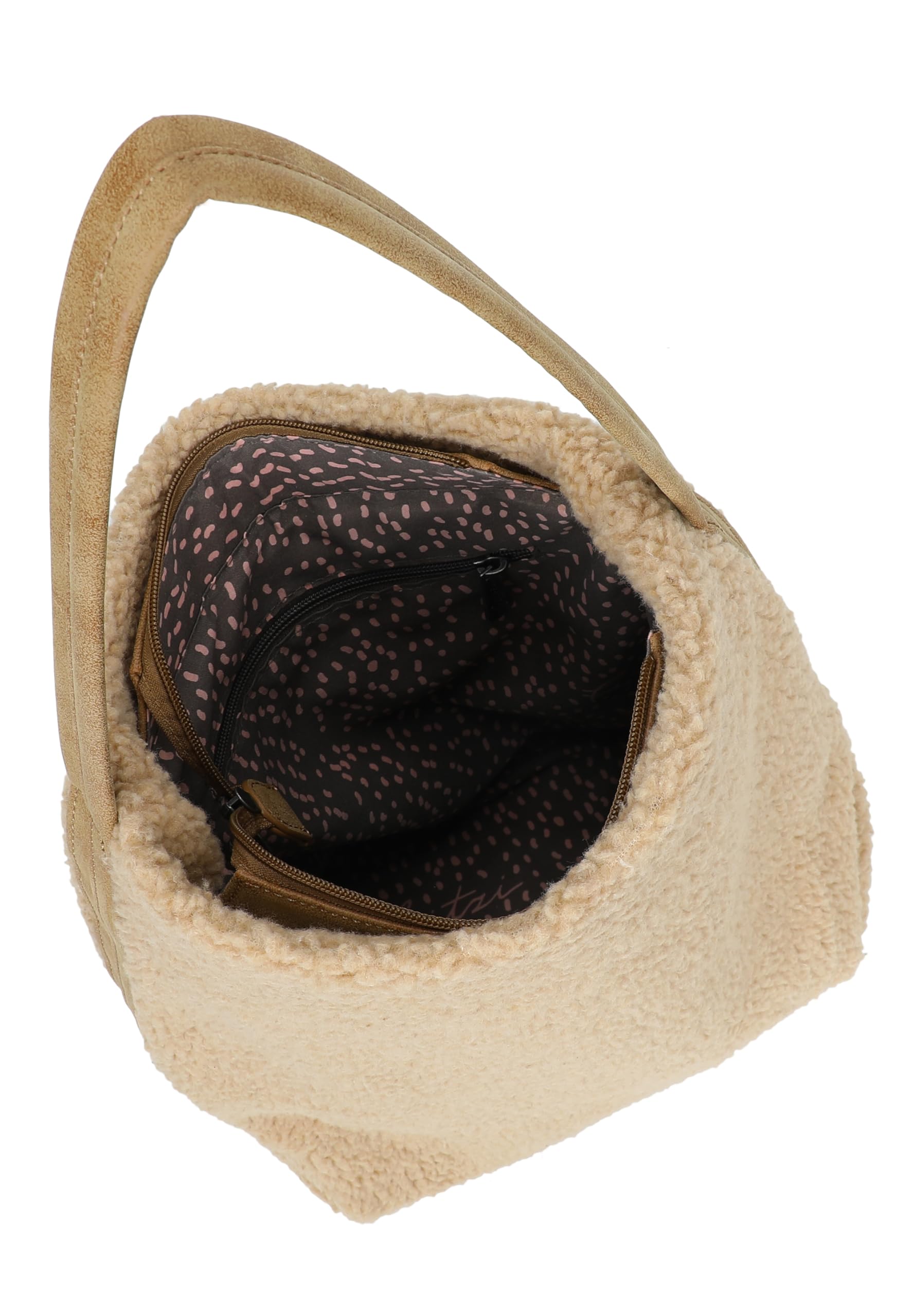Fritzi Easy Hobo Limited Teddy Damen Schultertasche Hobo Freizeit Alltag Reißverschluss Polyester 30 x 14 x 37 cm, Beige