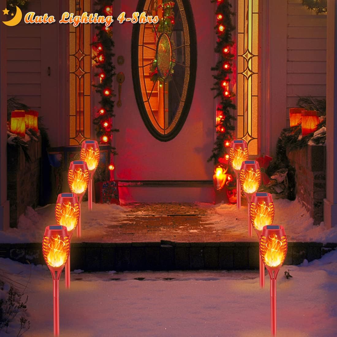 KYEKIO 12Pack Solar Flame Torch Lights for Outside Decor, Outside Solar Lights for Yard, Garden Lights Solar Powered Waterproof, Outdoor Decoration for Garden Yard Porch Pool Patio Decor Luces Solares