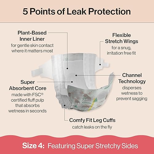 Miniatura 2 de The Honest Company Pañales Clean Conscious para pieles delicadas, hasta un 100% a prueba de fugas, hipoalergénicos, sin fragancia, impresiones de