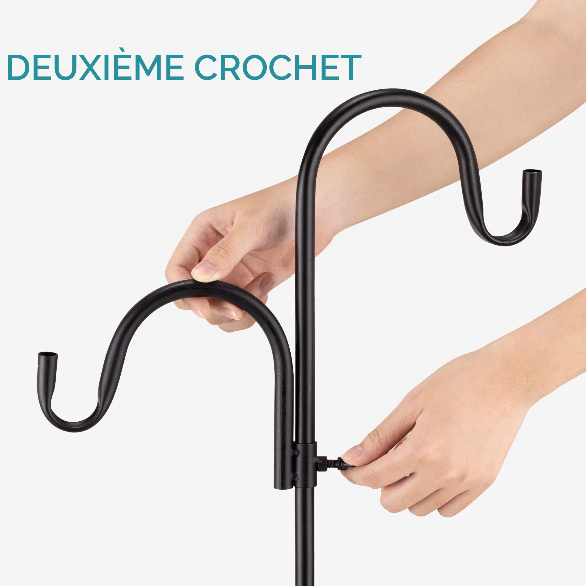 Navaris 2X Crochet de Berger - Crochets Jardin avec Socle Taille réglables - 2 différents Types de Pieds pour Jardin Sol durs Balcon Patio terrasse