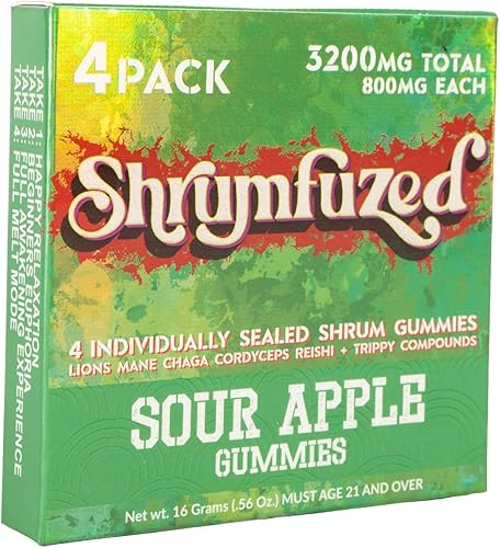 Miniatura 2 de Gomitas nootrópicas patentadas de 3200 mg - Mezcla de hongos nootrópicos de melena de león, reishi, chaga y cordycep (4, manzana agria)