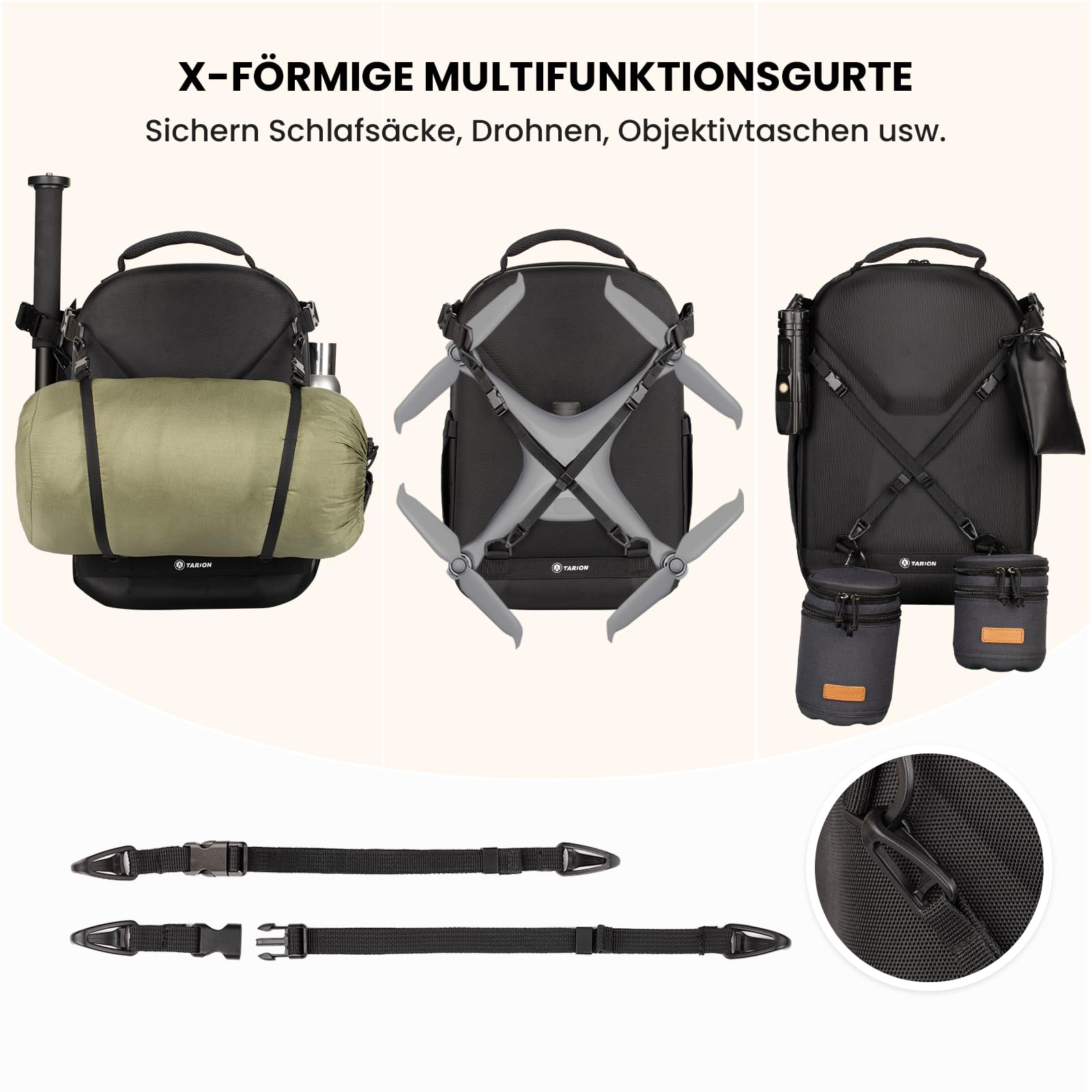 TARION Kamerarucksack, Fotorucksack mit Hartschalen, Stoßfest, wasser- und abriebfeste Kameratasche mit 14,5 Zoll Laptopfach, DSLR Rucksack für Drohnen, Spiegelreflexkameras und Zubehör