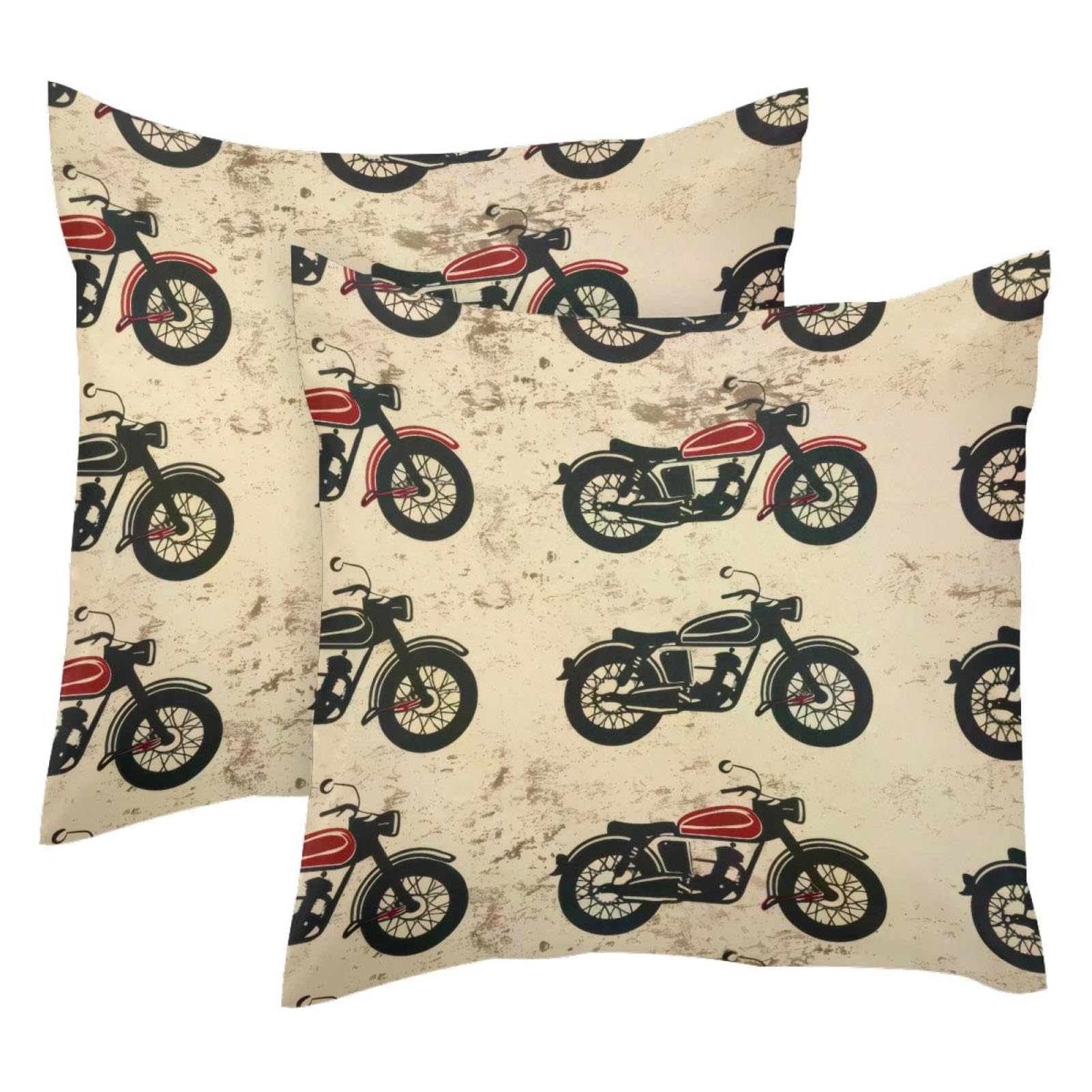Housses de coussin moto velours rouge et noir 50x50 cm aux finitions haut de gamme