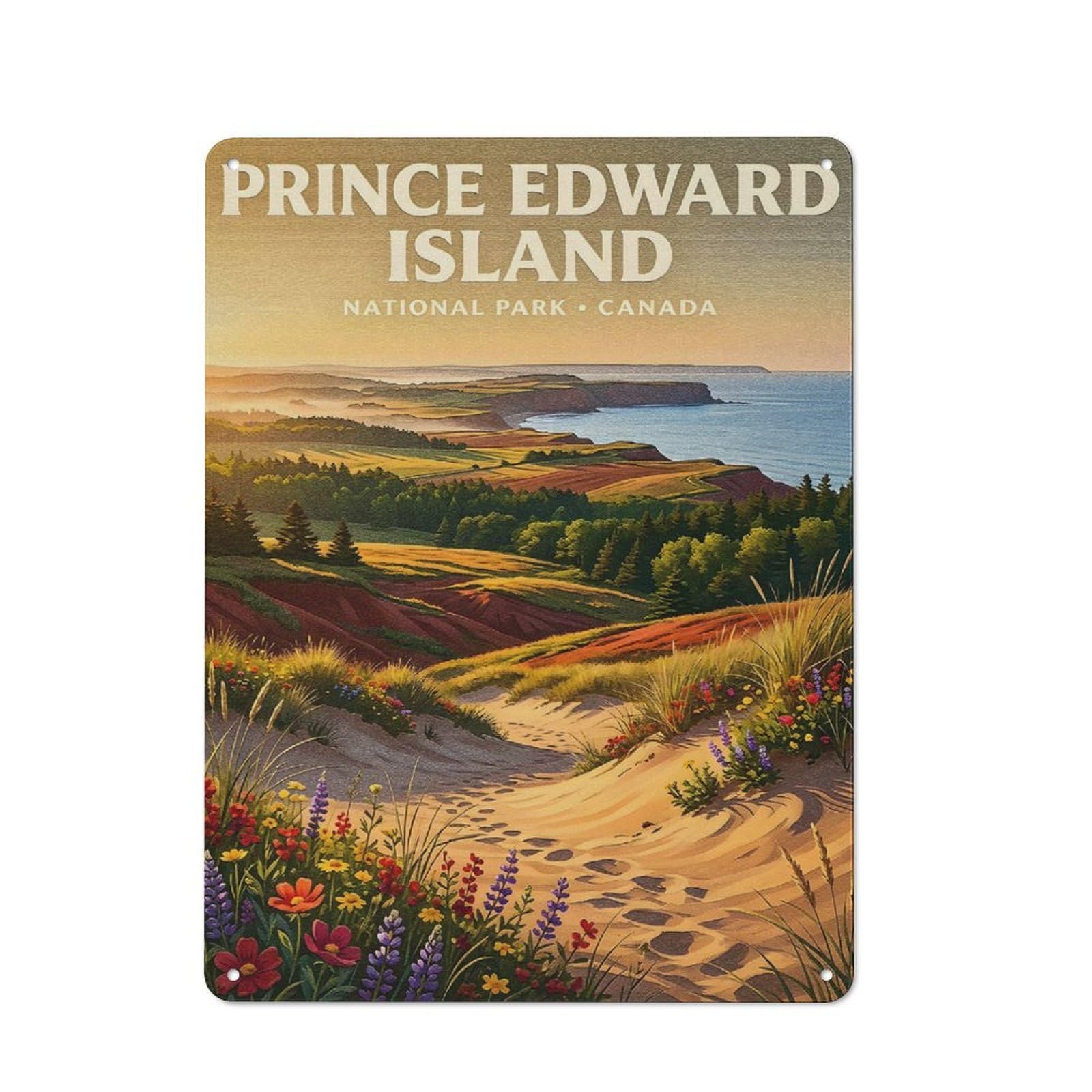 Junmoney Style-11 Tin Wall Plaque 40X30cm With Prince Edward Island National Park For Café Or Restaurant, New Home Wall Decor For Hospitality Interior Collectors