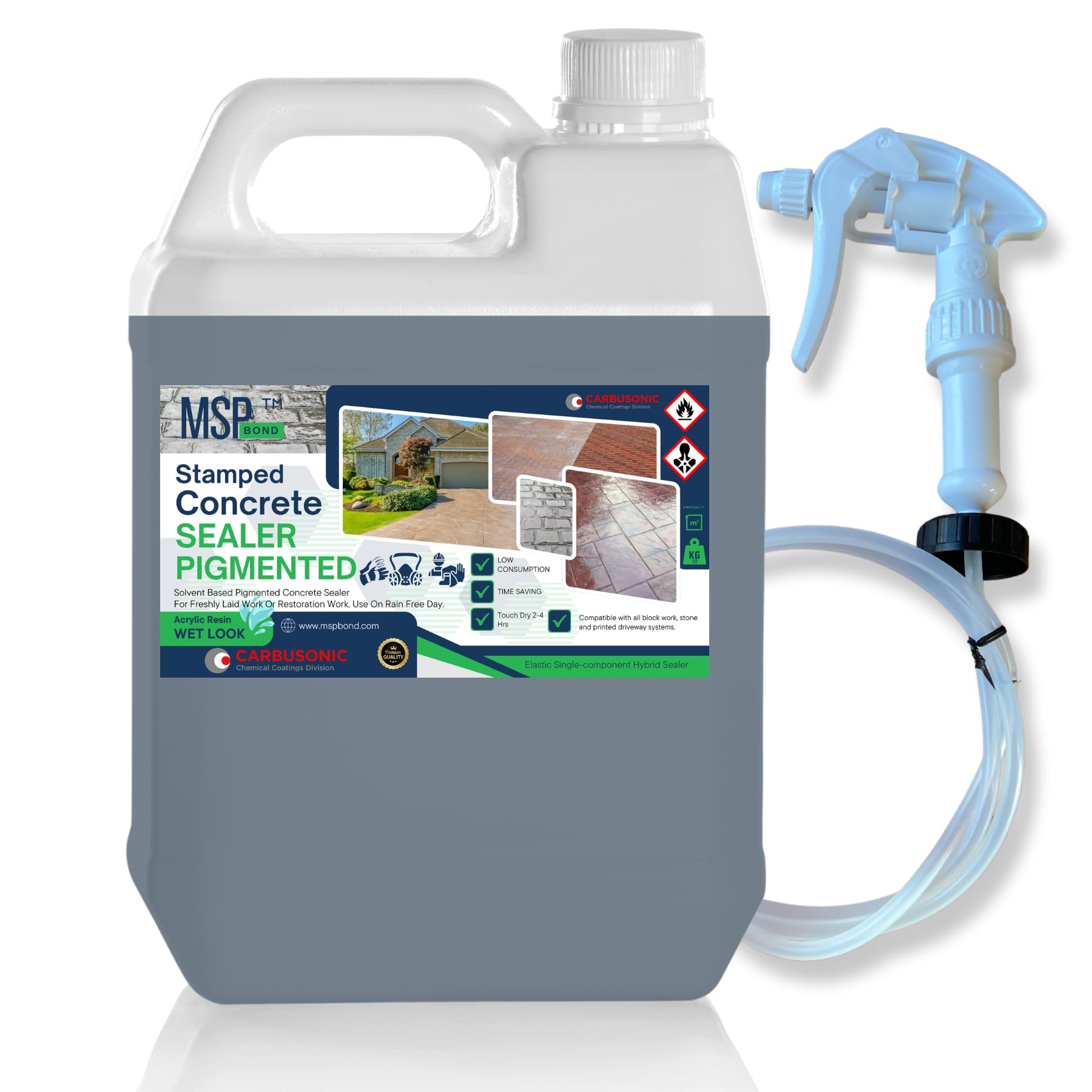 Pattern Imprinted concrete driveway sealer Grey, Clear or Black sealant 20 litres gloss wet look. (Grey, 5 lt)