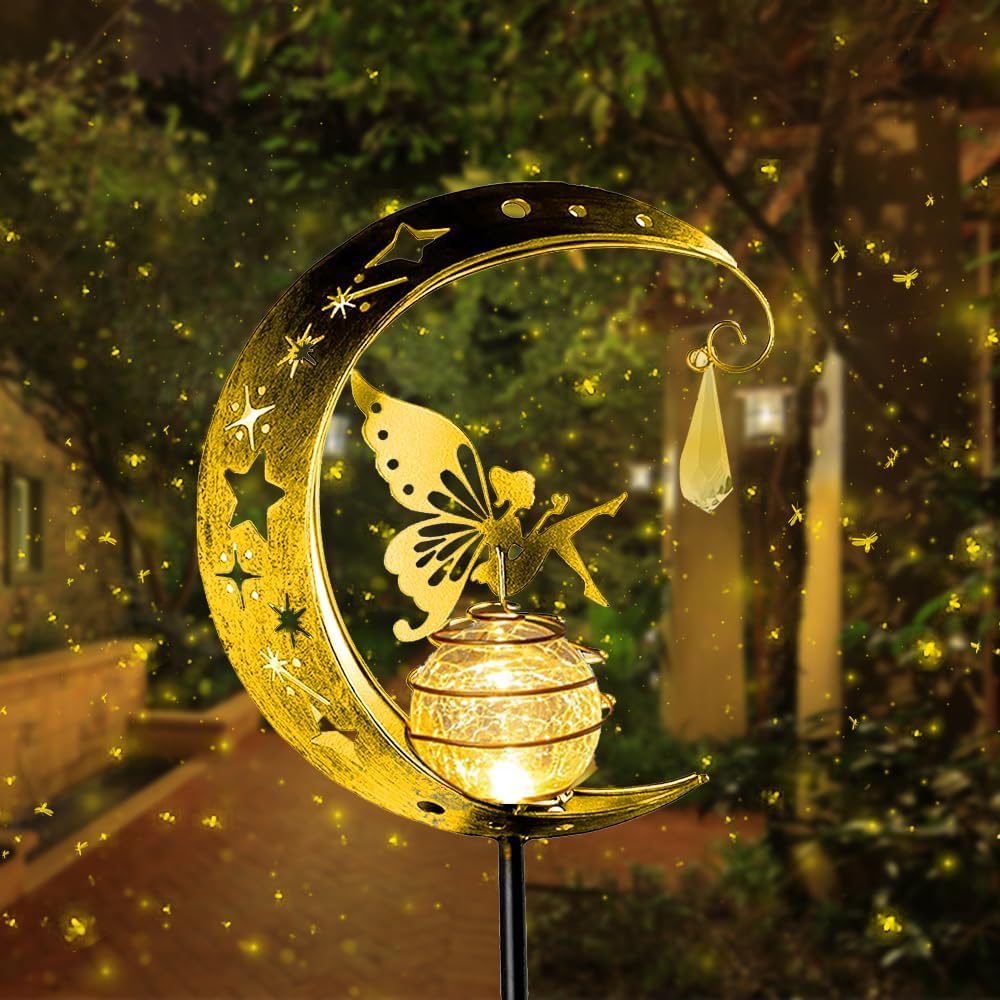 Solar LED Windspiel Mond Lampe 108cm - Hängende Outdoor Dekoration Für Garten