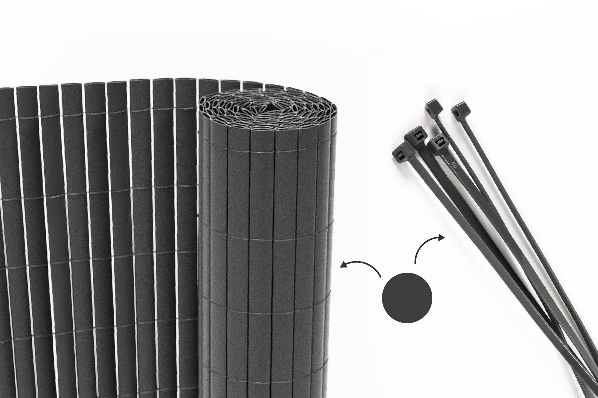 CASANOOV Canisse PVC VISO 3x1,2 m 3,6 m² Gris Anthracite Brise Vue Occultation 95% Lames 30 mm Résistant UV Haute Qualité Balcon Terrasse Durable Densité 1,6 kg/m² Fil Métallique Renforcé