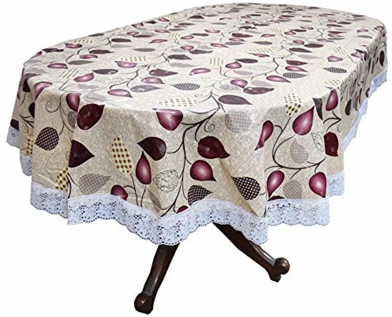 ZITIN Brown Leaf Design Dining Table Cover | BROWN LEAF DESIGN DINING TABLE COVER-image-37