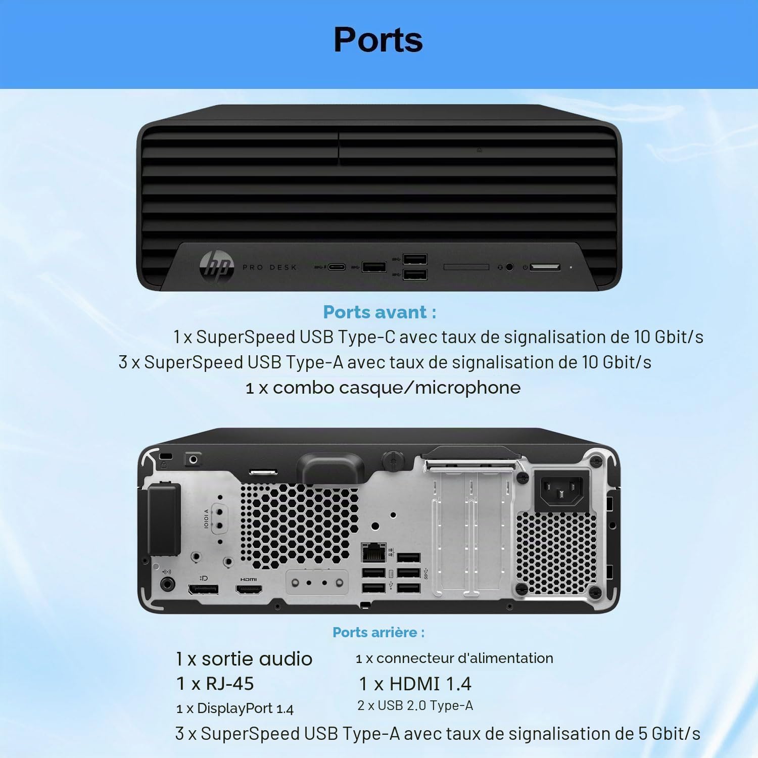 HP ProDesk 400 G9 SFF Ordinateur de bureau Intel Core i5-12500T, 16 Go de RAM, SSD 512 Go, WiFi, Bluetooth, clavier QWERTY américain, Windows 11 Pro (reconditionné)