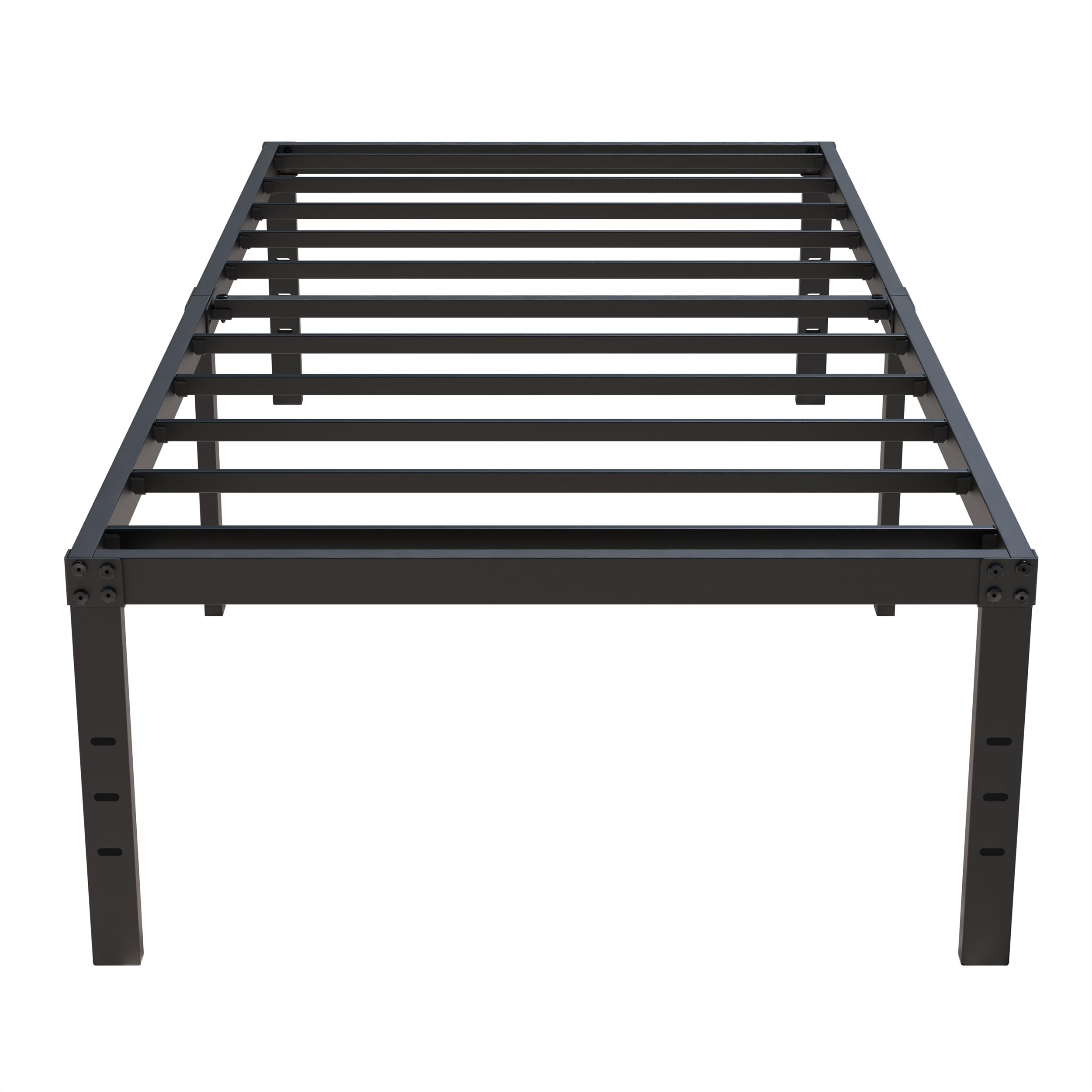 Photo 1 of 18 Inch Twin Bed Frames No Box Spring Need, Metal Platform Bed Frame Twin Size with High Storage, Eassy Assembly 2,500 lbs Heavy Duty Bedframes, Black Twin 18 Inch