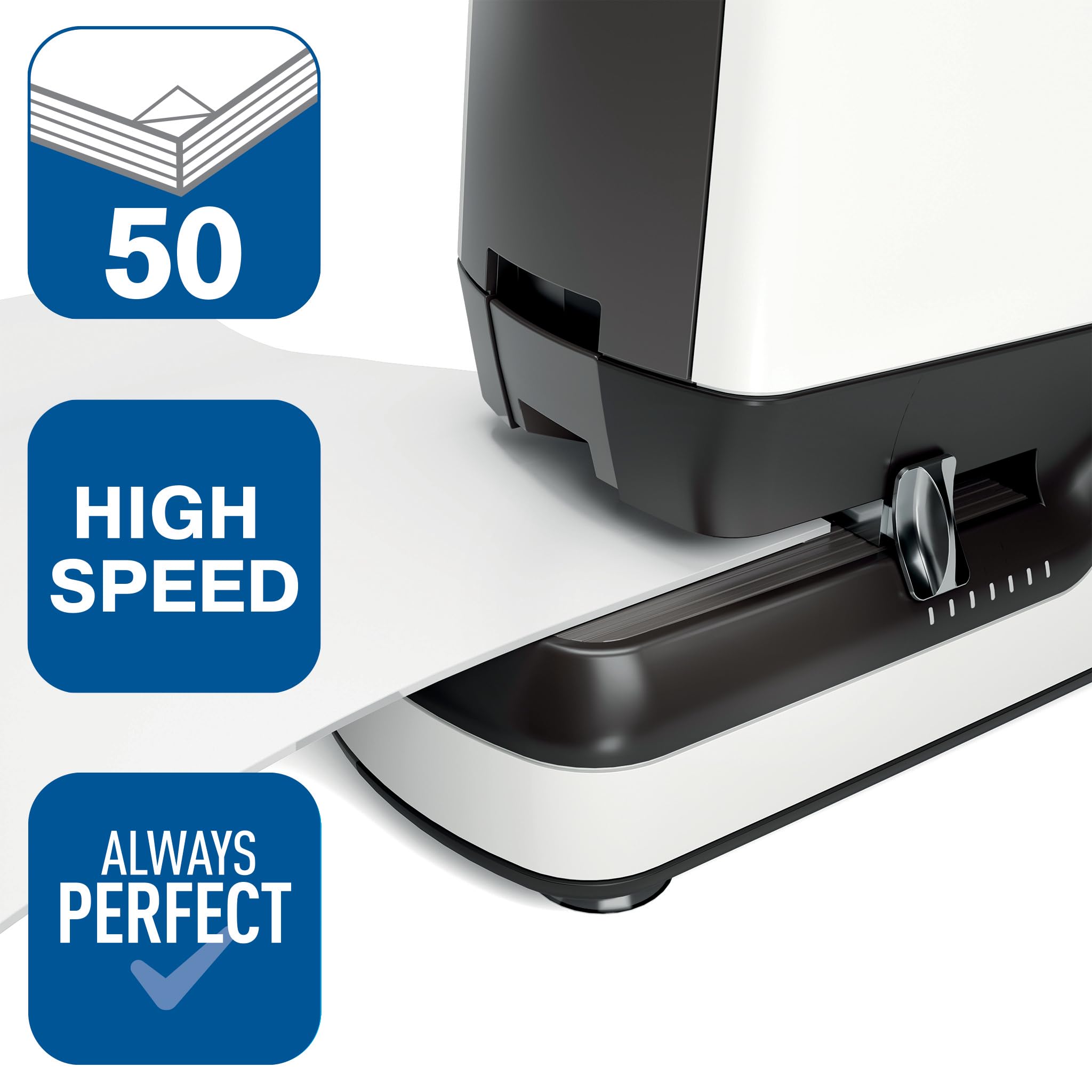 Rapid Pro 90EC Elektro-Tacker, schnelles & kontaktloses Heften, Hochleistungs-Heftgerät, ideal für Büros, inkl. 630 Heftklammern, bis zu 50 Blatt, Weiß, 20942901