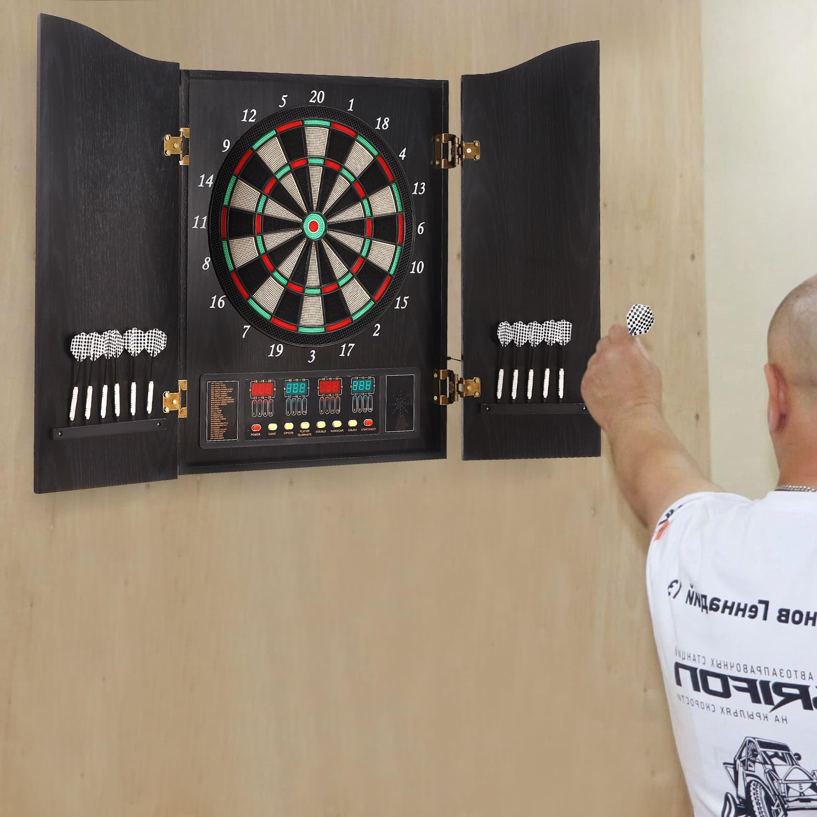 Elektronische Dartscheibe mit 12 Darts, 27 Spielmodi, LED-Anzeige und automatischem Zählen, für Häuser, Bars, Büros, 1 bis 16 Spieler