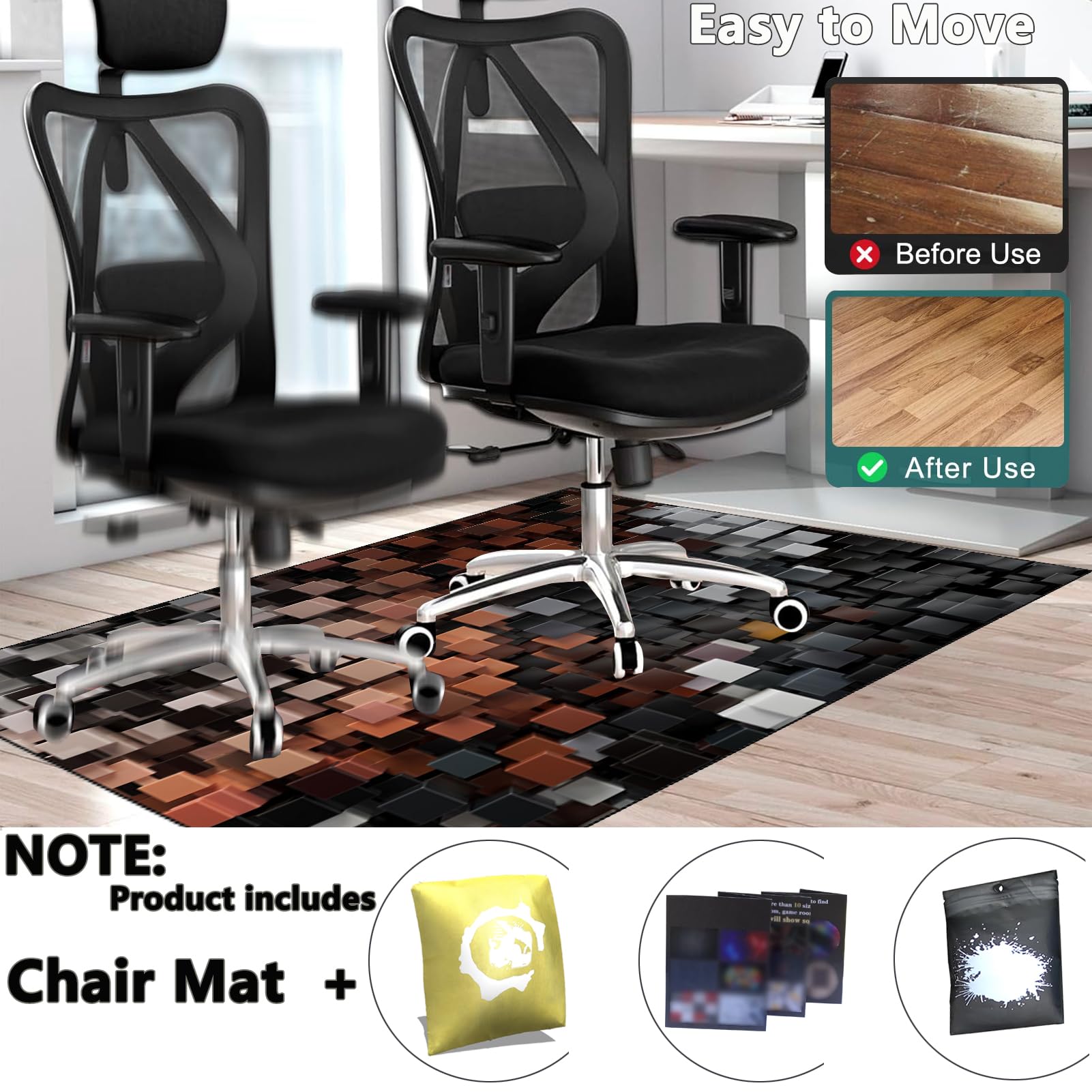 Bodenschutzmatte für Hartboden | Gaming Teppich Stuhlunterlage | Schreibtischstuhl Unterlage | Bürostuhl Unterlage | Verbesserte Version | Mehrzweck-Stuhlteppich für zu Hause | Kratzfest 180 x 200 cm