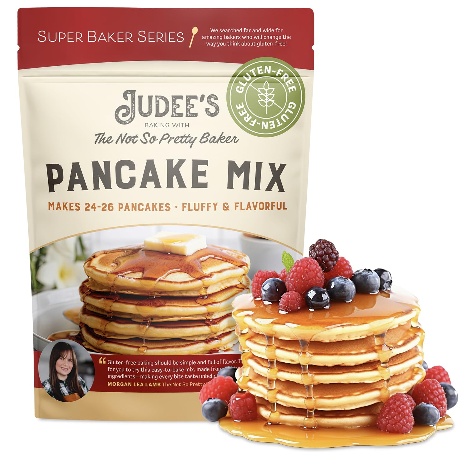 Judee's Gluten FreePancake Mix, Super Baker Series - Makes 24 to 26 Pancakes - Make Fluffy and Flavorful Gluten Free Waffles and Pancakes - Tasty Pancakes for Breakfast - Homemade Baked Goods Mix