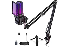 Zealsound USB Microphone with Noise Cancellation, RGB Illumination, and Accessories for Professional Recording and Gaming