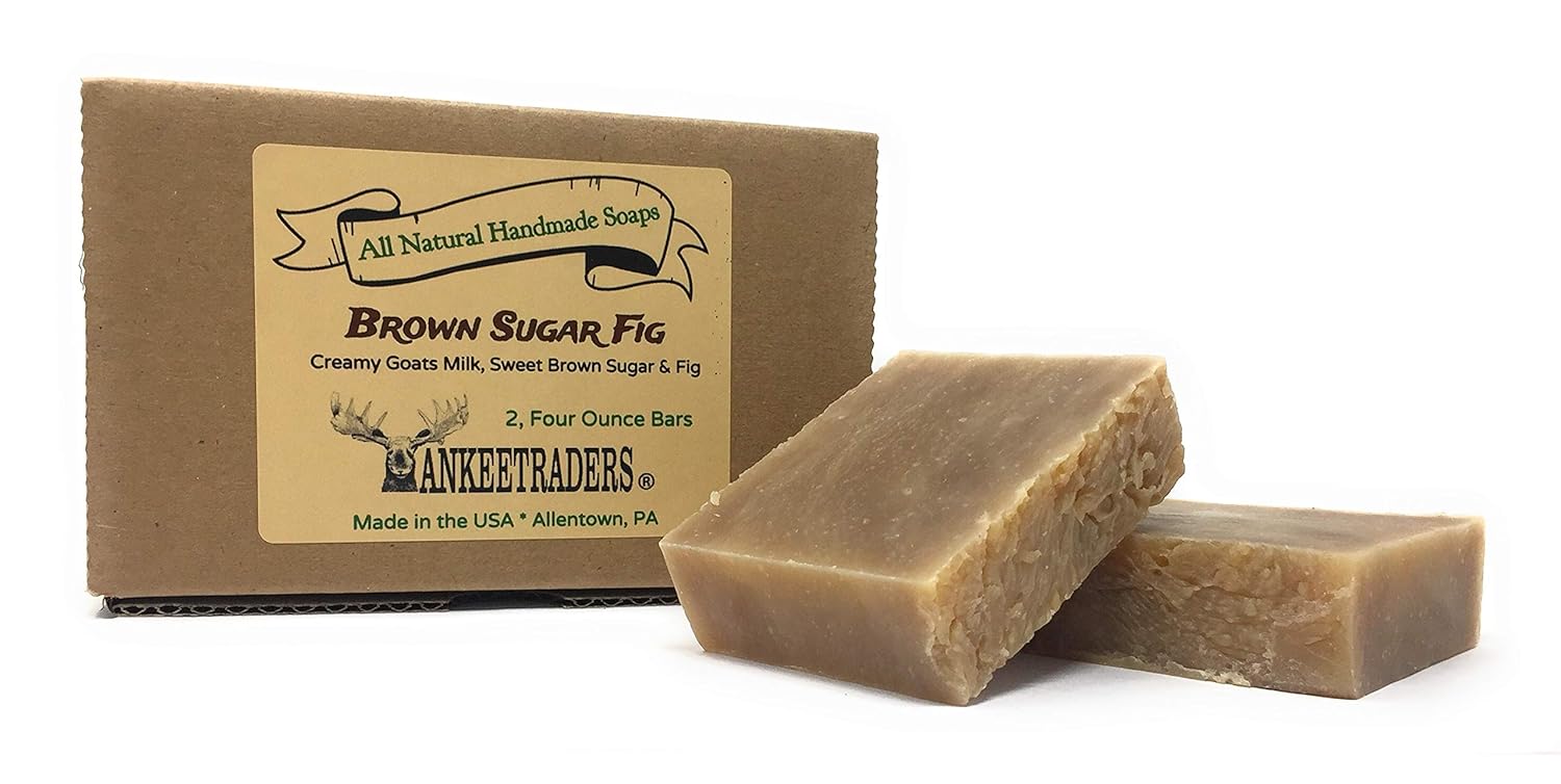 YANKEETRADERS Brown Sugar Fig Goat Milk Soap Bars - Handmade / 2-4 Oz. Bars