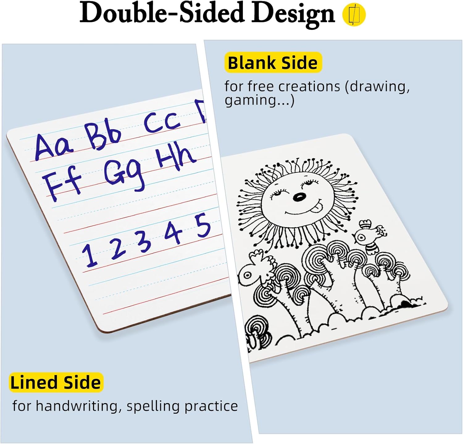 Small Dry Erase Board with Lines 10 Pack White Board Lined 9"x12", Double Sided Mini Whiteboard Ruled Handwriting Practice for Education Classroom Teacher Homeschool Supplies with 10 Erasers