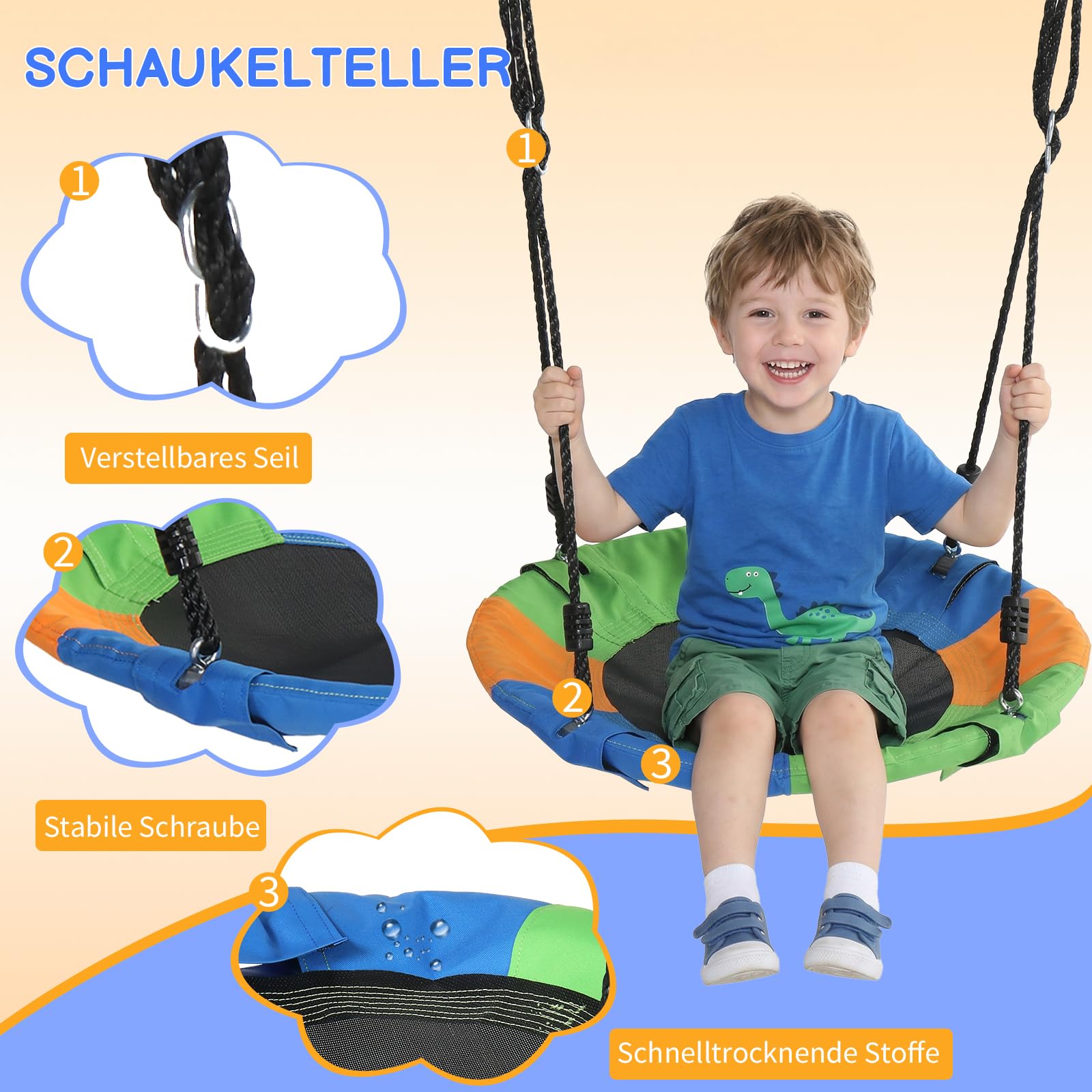 LEADZM Altalena da esterno per bambini con ancoraggio a terra, struttura a dondolo con struttura, portata 100 kg, 144 x 175 x 181 cm