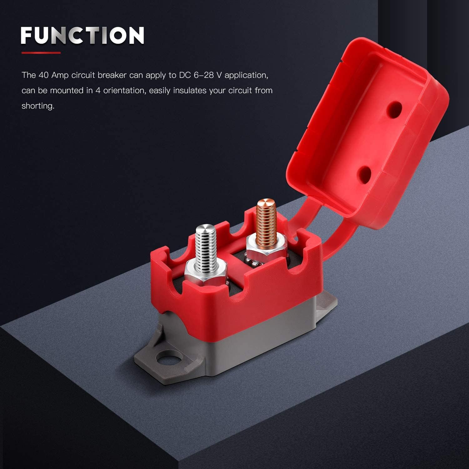 4 Pieces DC 12V - 24V Automatic Reset Circuit Breaker Circuit Breaker with Cover Stud Bolt for Automotive and More (40 Amp) : Automotive