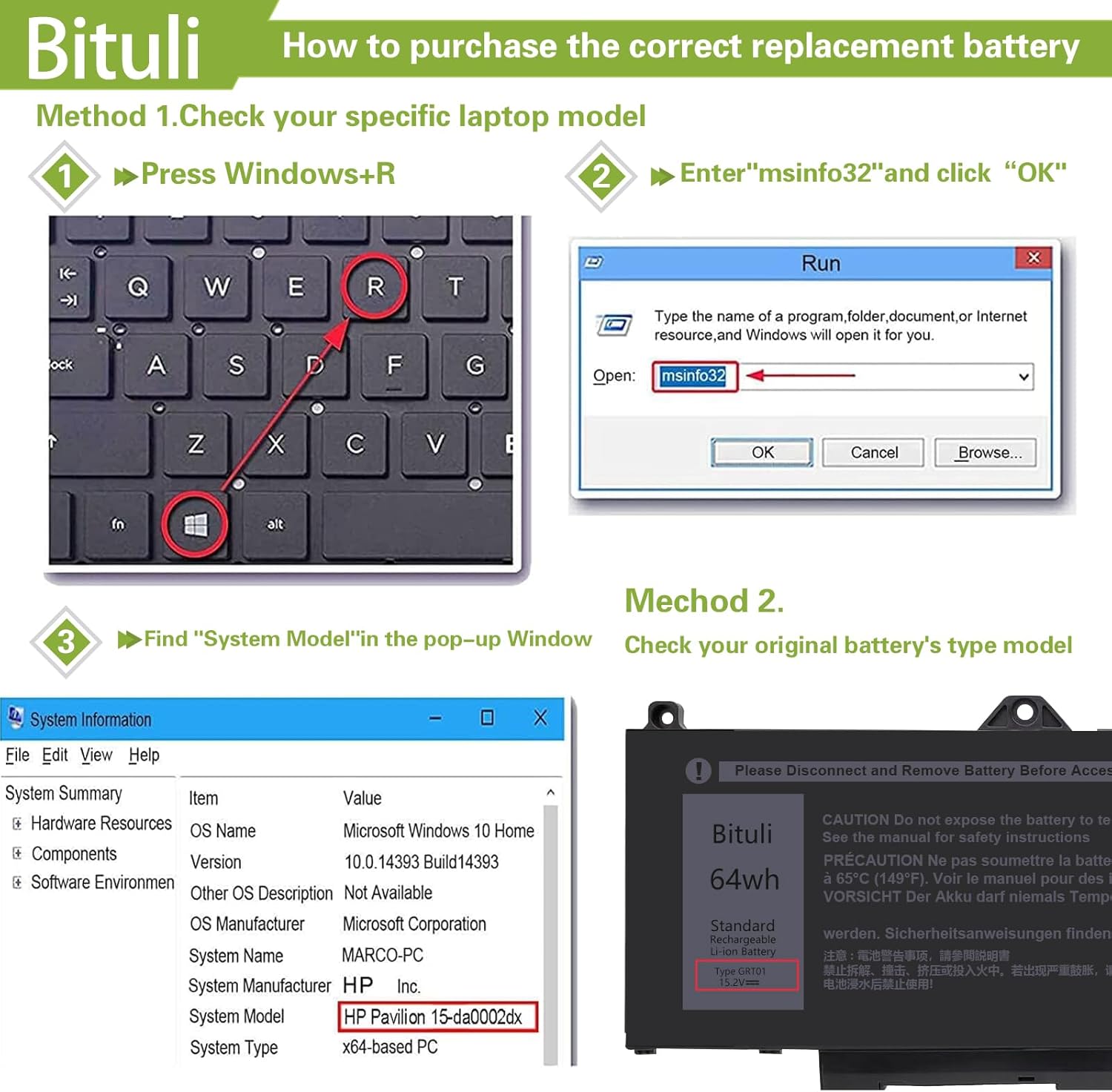 GRT01 Laptop Battery Replacement for Dell Latitude 5421 5431 5521 5531 Precision 3561 3470 3571 3581 Alienware m17 R5 AMD Series Laptop 00P3TJ 0P3TJ 0R05P0 R05P0 05RGW 9JRV0 15.2V 64Wh