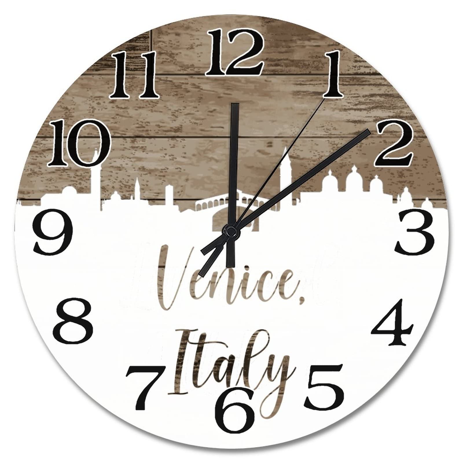 Horloge murale Venise 38 cm silencieuse et sans tic-tac noire