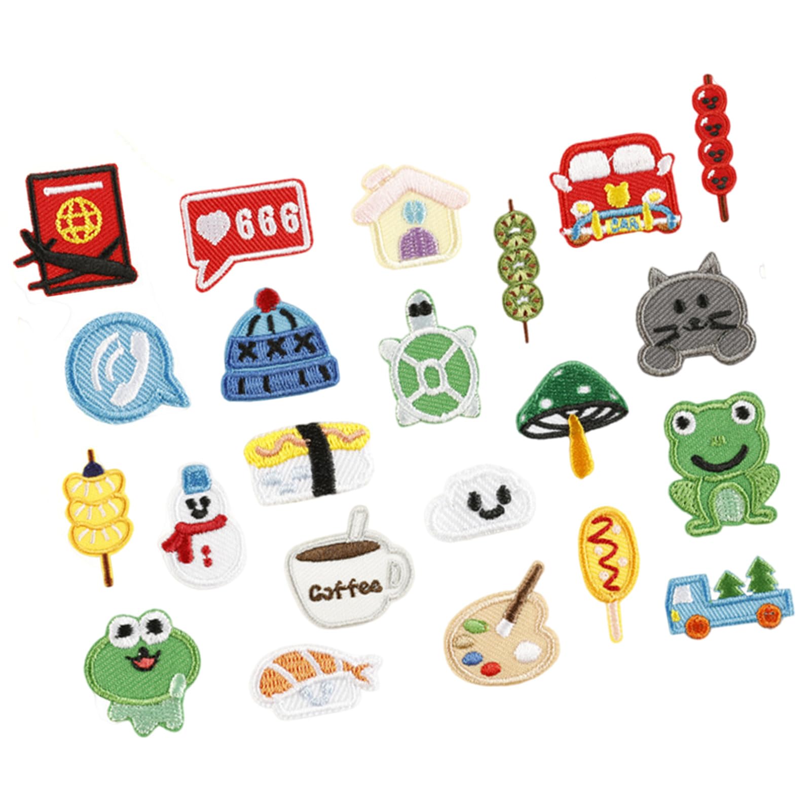 Buxuaaaa 22 Pcs Tanghulu Applique Patches Lovely Frogs Iron on Patches House Embroidered Repair Sew on Tanghulu Iron on