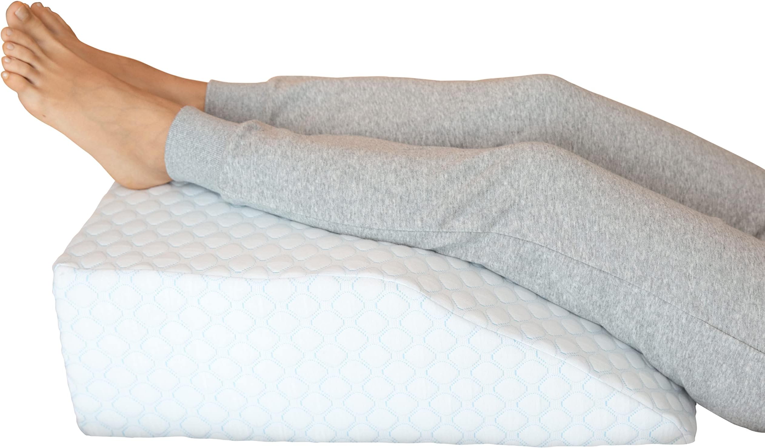 Lenora Elevating Leg Rest Pillow with 1.5 Inch Memory Foam Top, (23.6 x 16.5 x 8 Inches), Removable and Washable Cover, Perfect for Back, Hip and Knee Pain Relief, 8 Inch Leg Elevator