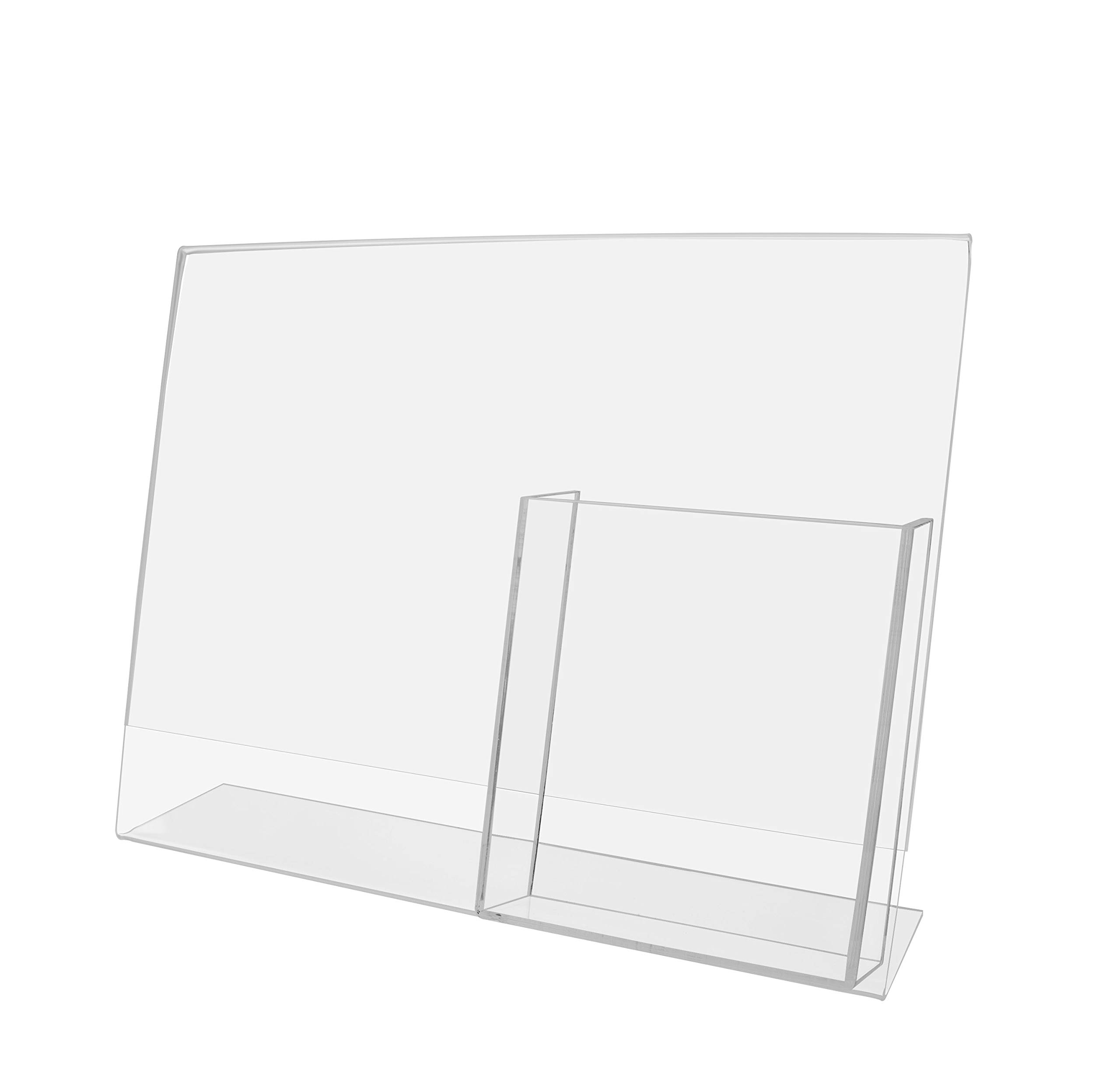 Marketing Holders Acrylic Sign Holder 11" x 8.5" with 4" Trifold Slot Slant Back Side Load Clear Literature Table Tent for Job Fairs Tradeshows Expos