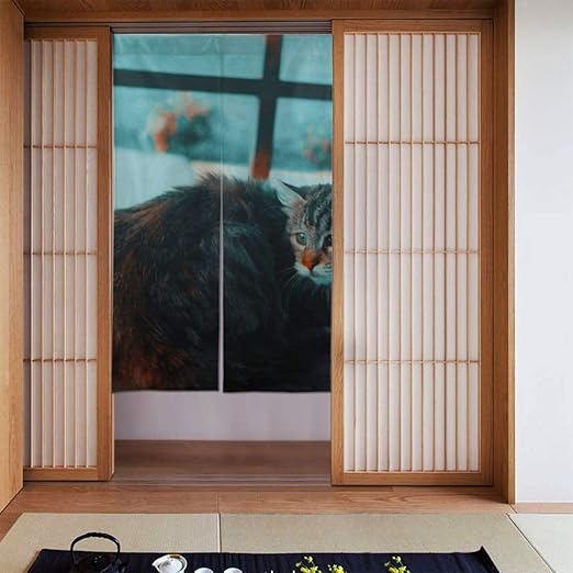 Amazon ドアカーテン 猫の不安 玄関カーテン 部屋仕切りカーテン 戸口カーテンタペストリ ほとんどのドアに適しています 86cmx143cm カーテン オンライン通販