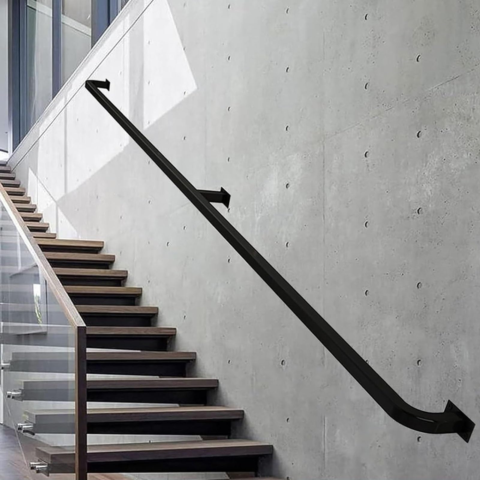Rampe d'escalier intérieur et extérieur main courante tuyau carré noir barre de sécurité 1,2 m