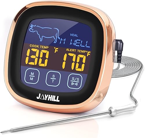 JOYHILL Termómetro digital para carne, pantalla táctil mejorada 2022, termómetro de alimentos de lectura instantánea con sonda de mango,