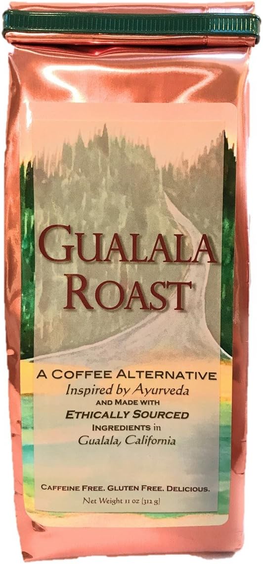 Ayurvedic Herbal Coffee Alternative / Substitute - Gualala Roast - Capomo (Maya Nut) | Ashwagandha | Chicory - Caffeine Free & Low Acidity - 11 Oz
