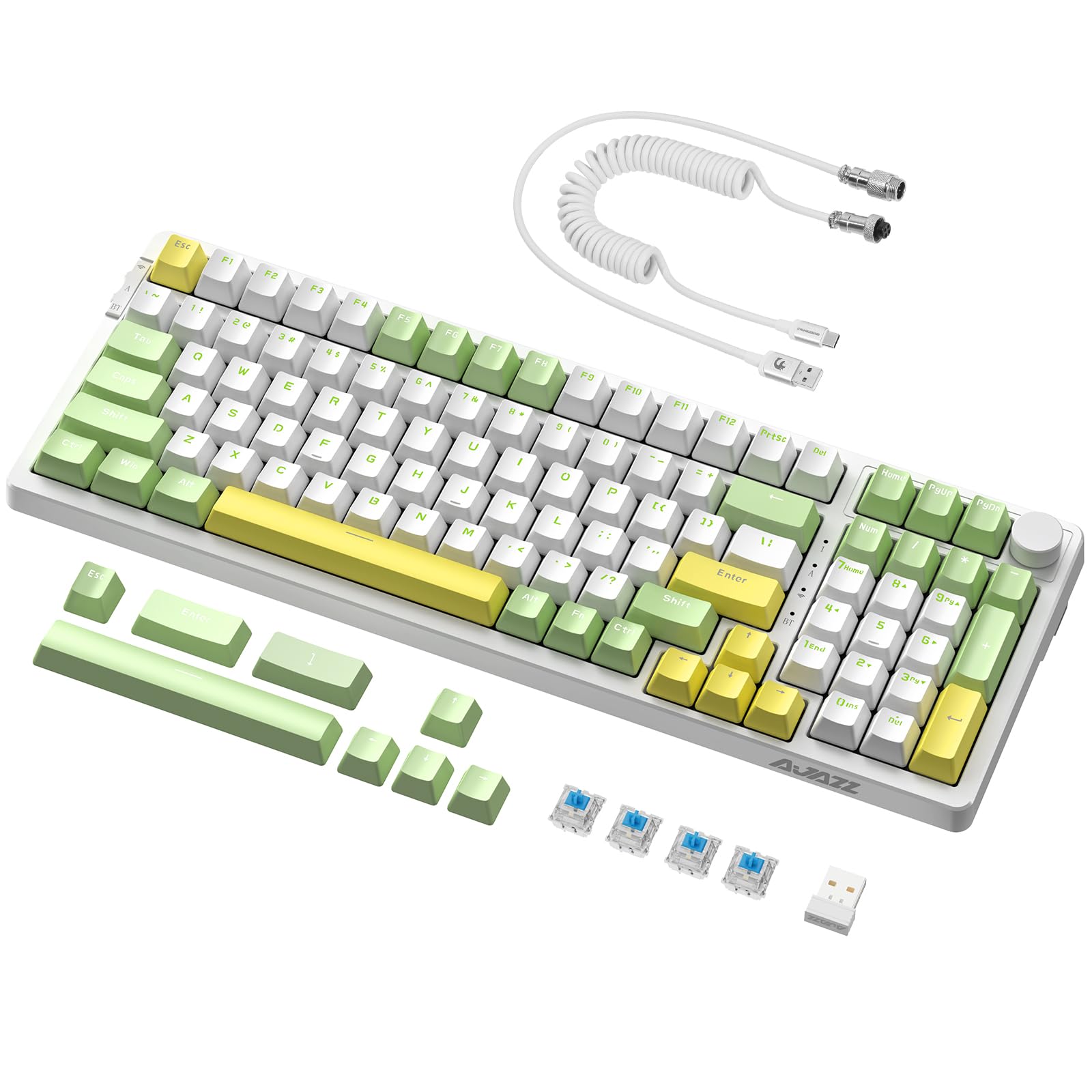 Clavier Gaming Mécanique AJAZZ AK992 - Sans Fil, Blanc, Rétroéclairé, Neuf