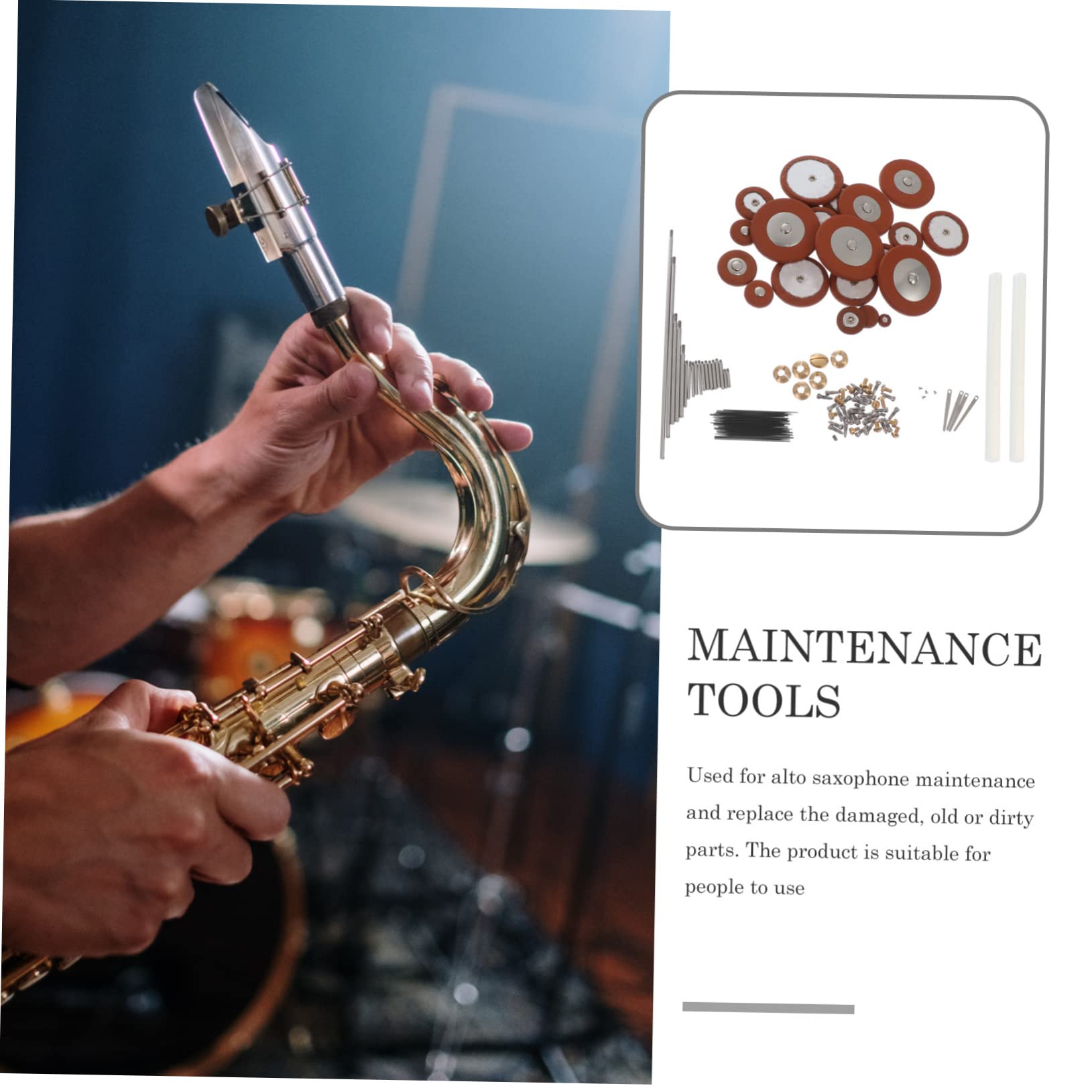 ibasenice Kit Di Riparazione Per Sassofono Set Completo Di Strumenti Per Strumenti a Fiato Viti Metalliche e Accessori Per Sax Contralto Facile Da Usare e Sostituire