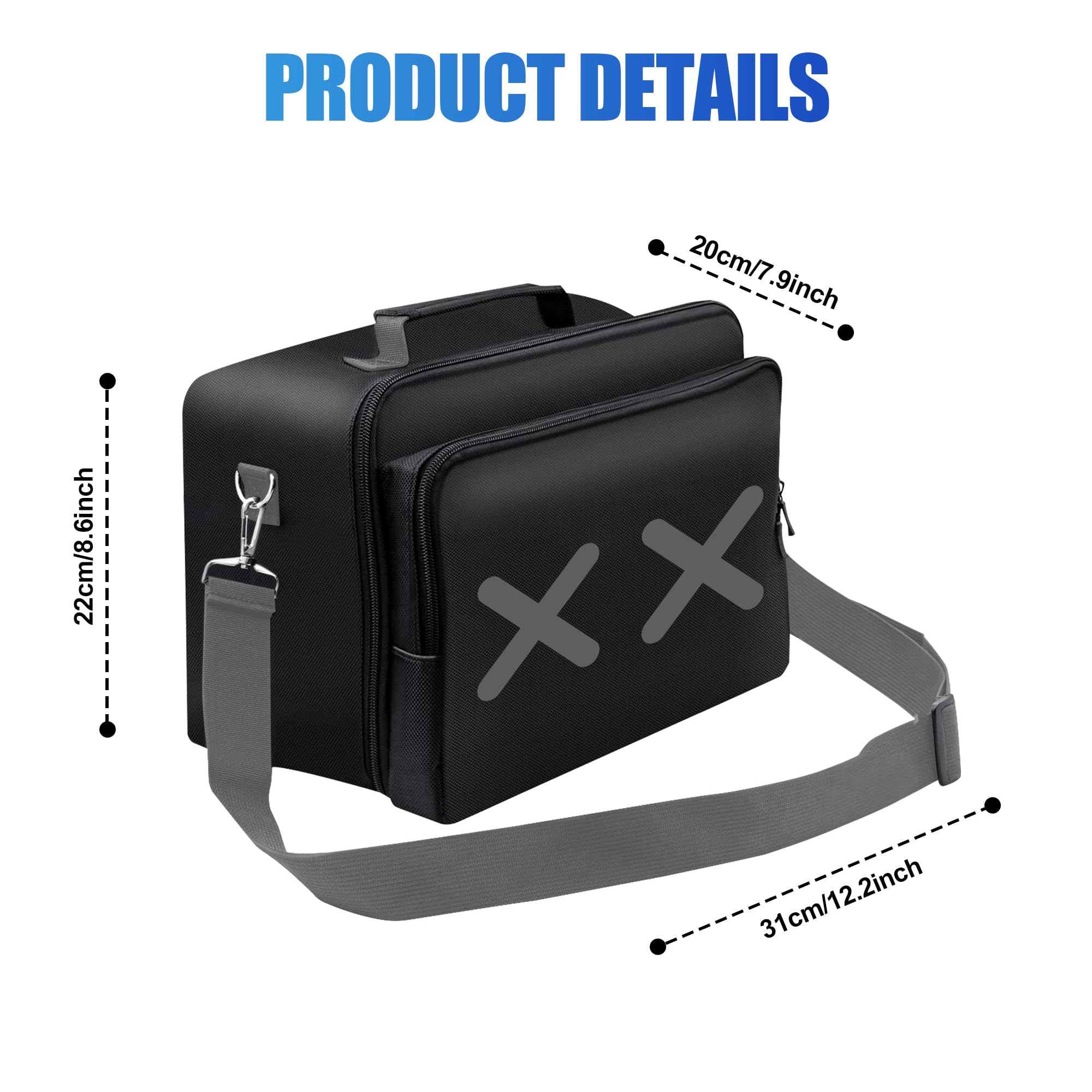 DAHAKII Torba podróżna, torba do przenoszenia, torba do przechowywania gier, etui ochronne na konsolę Xbox Series X, kontroler, kable, wiele kieszeni na akcesoria do gier, Czarny, torba podróżna