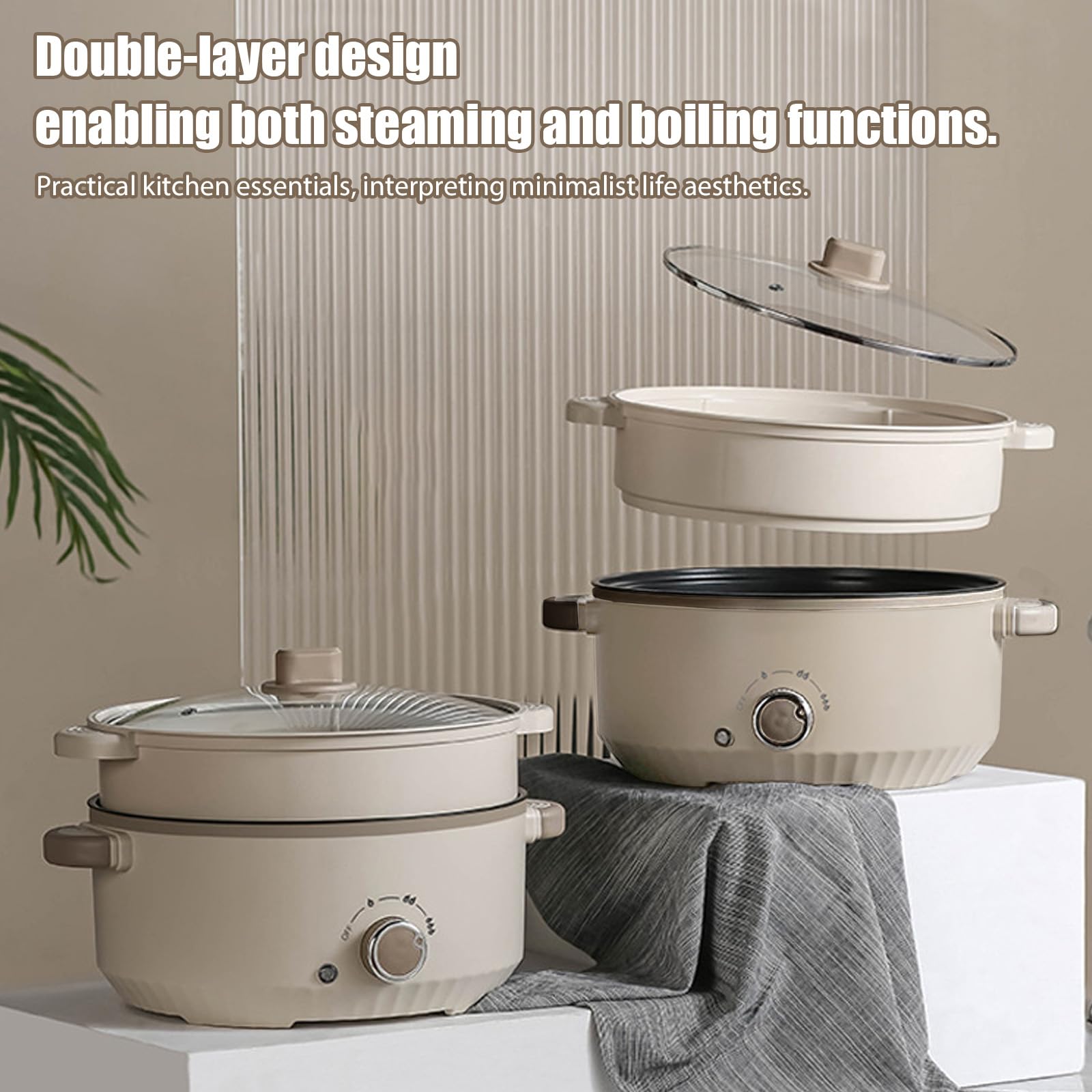 Hot Pot - Pentola elettrica portatile con vapore, 4,6 l, 1000 W, multifunzione Hotpot 3 livelli per arrostire ramen, fonduta, padella elettrica per dormitorio/campeggio/casa