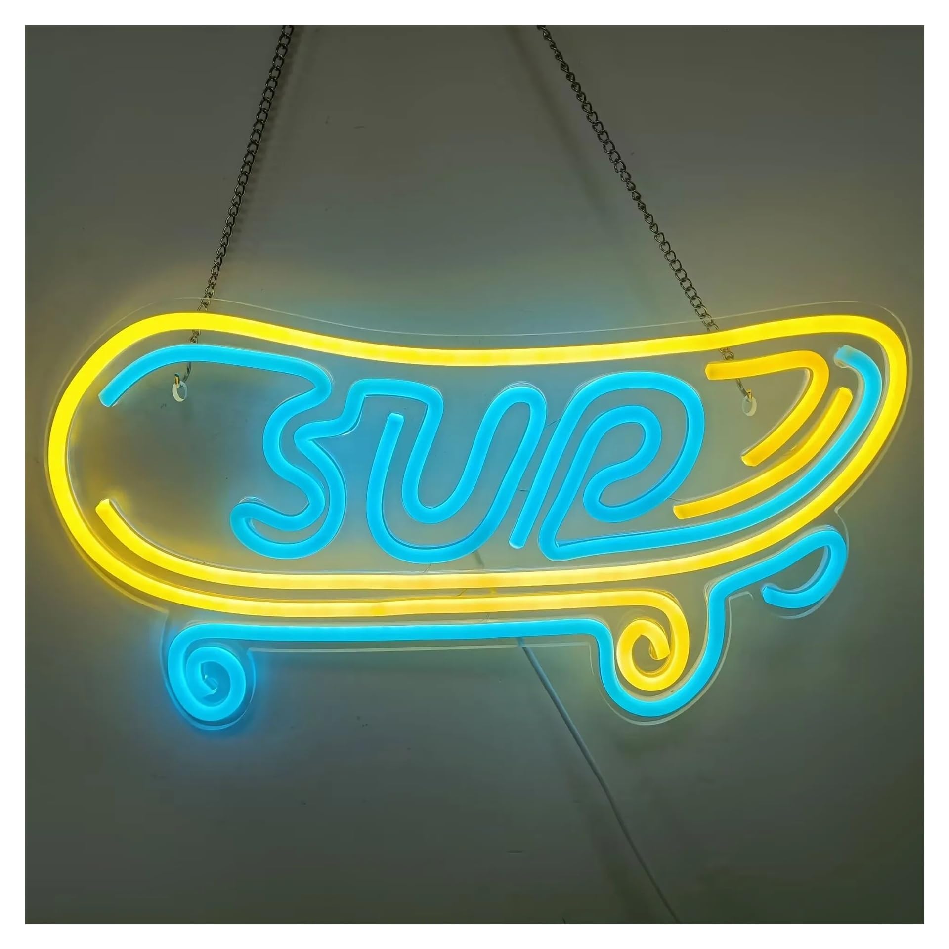 RONGCH Hanging Art Signs Skateboard Neon Sign Wall Decoration for Bedroom Gameroom Livingroom Birthday Party 40x21cm