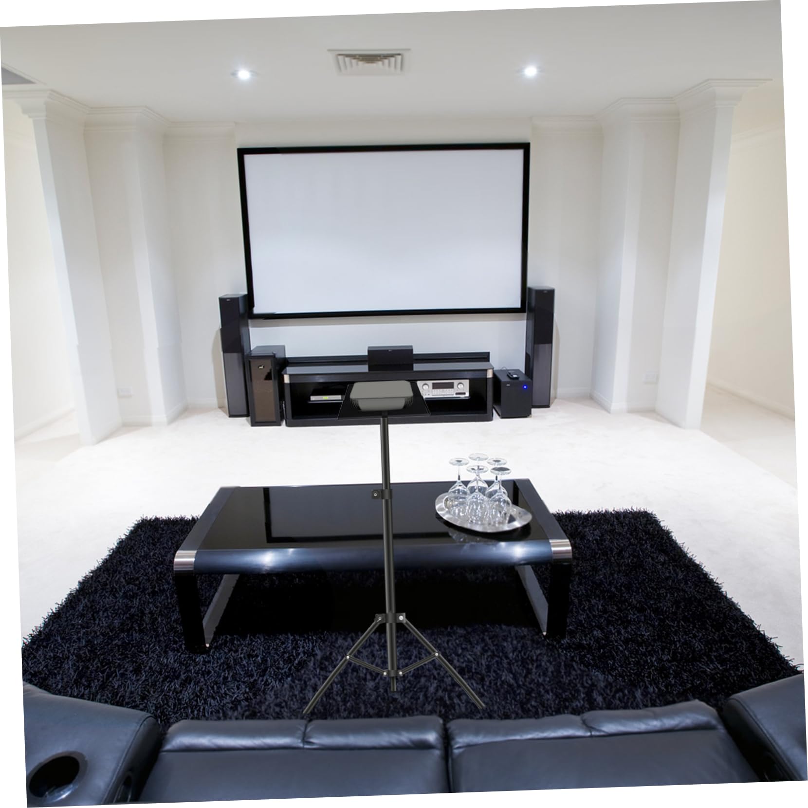 Soporte de bandeja de proyector de altura para trípode, bandeja de proyector plegable portátil con diseño telescópico para oficina en casa y uso al aire libre