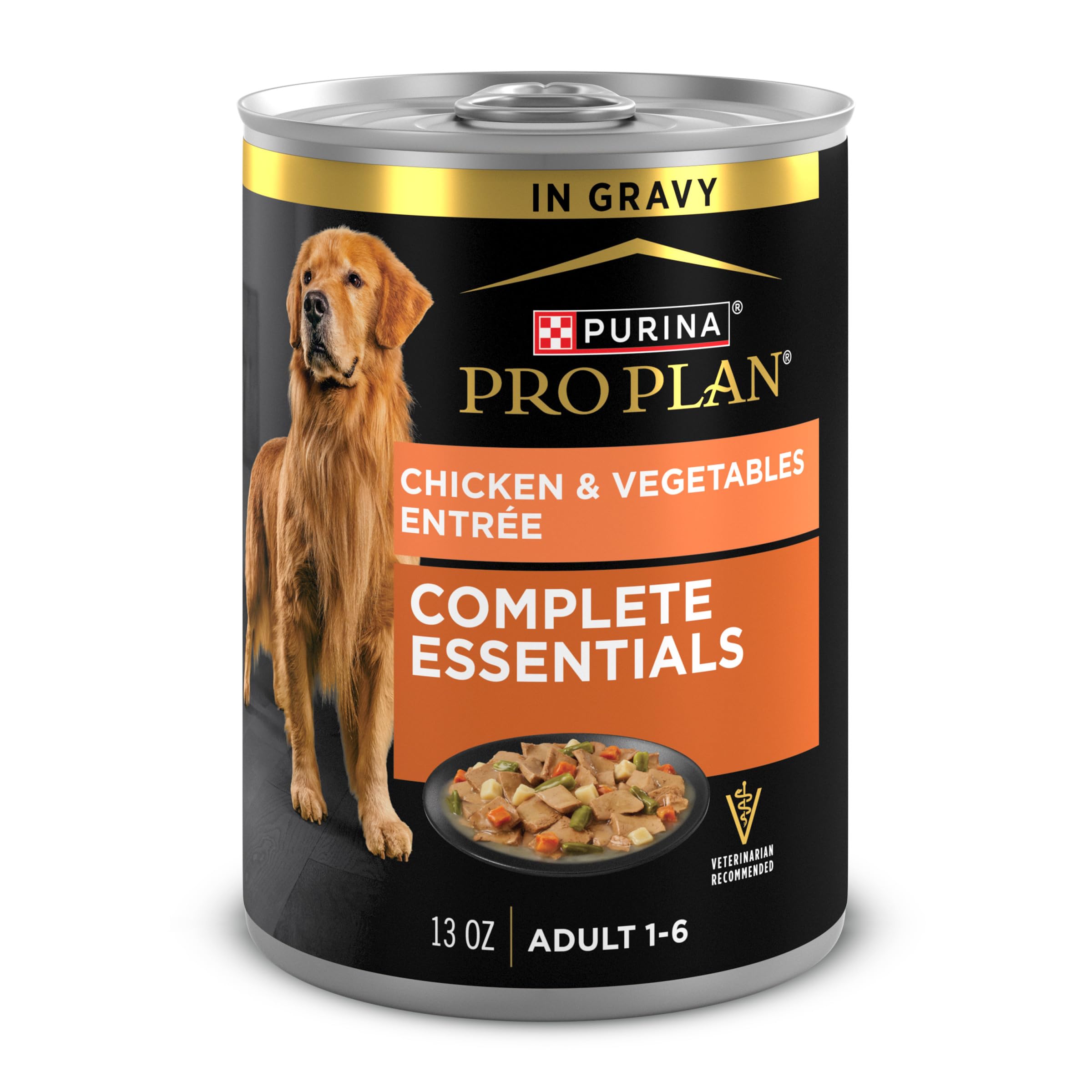 Purina Pro Plan Complete Essentials Slices Chicken and Vegetables Entree in Wet Dog Food Gravy - (Pack of 12) 13 oz. Cans