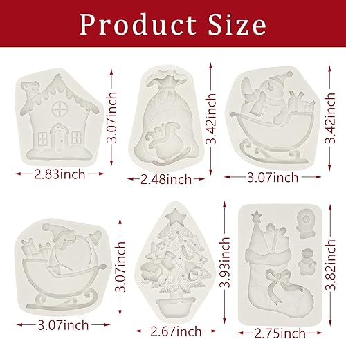 Miniatura 7 de 6 moldes de silicona para casa de jengibre de Navidad, molde de silicona para trineo de muñeco de nieve, árbol de Navidad, bolsa de la suerte,